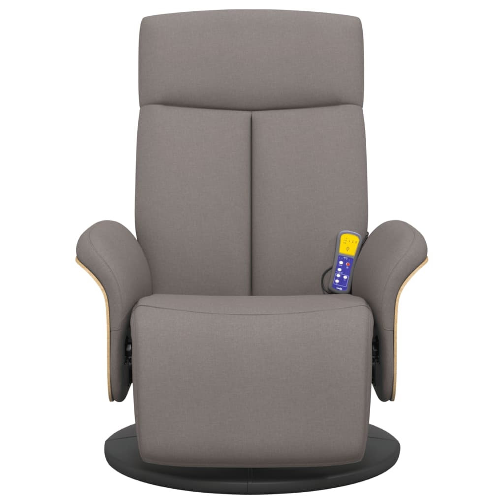 Fauteuil de massage avec repose-pieds en tissu taupe