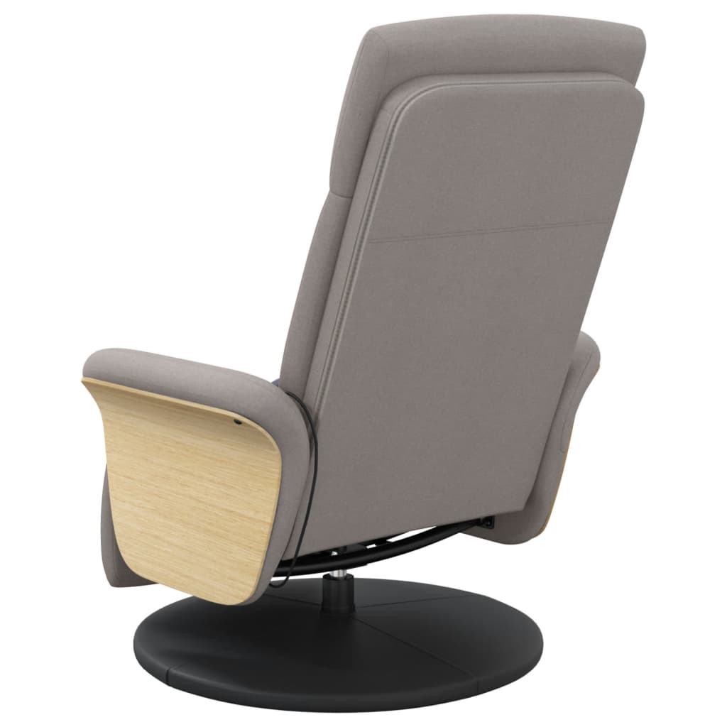 Fauteuil de massage avec repose-pieds en tissu taupe