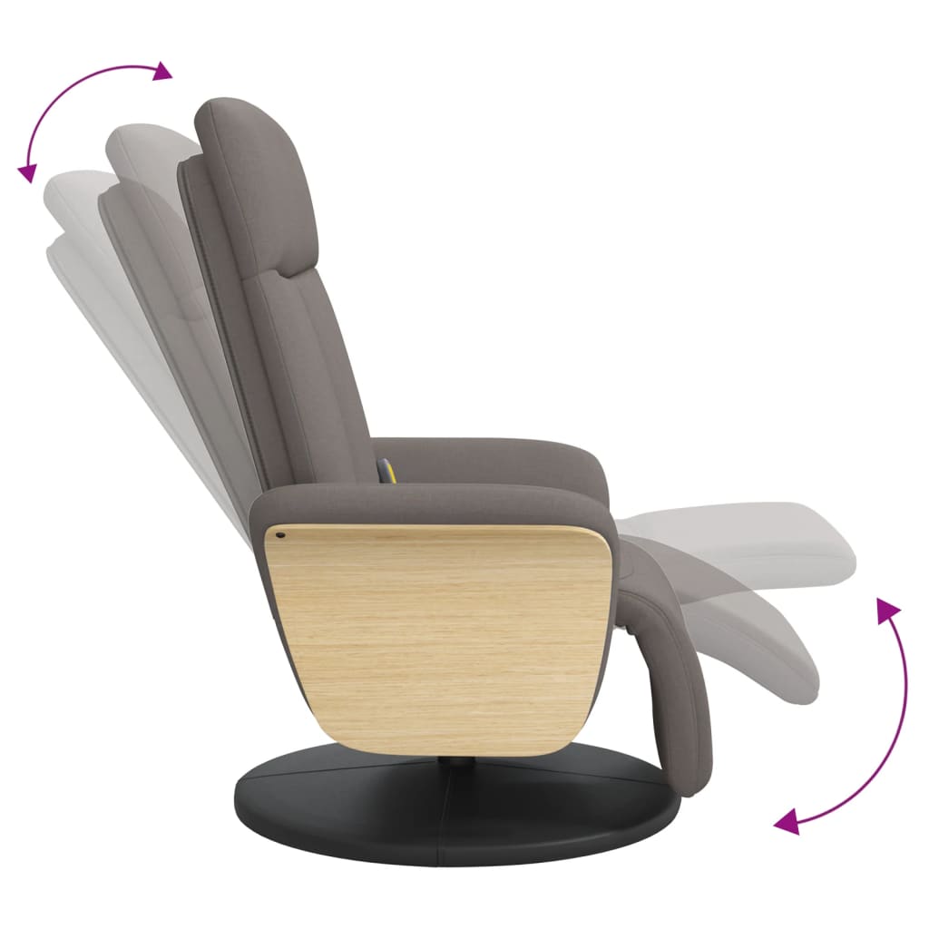 Fauteuil de massage avec repose-pieds en tissu taupe