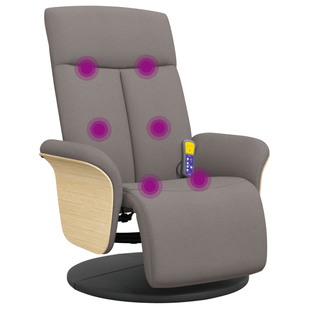 Fauteuil de massage avec repose-pieds en tissu taupe