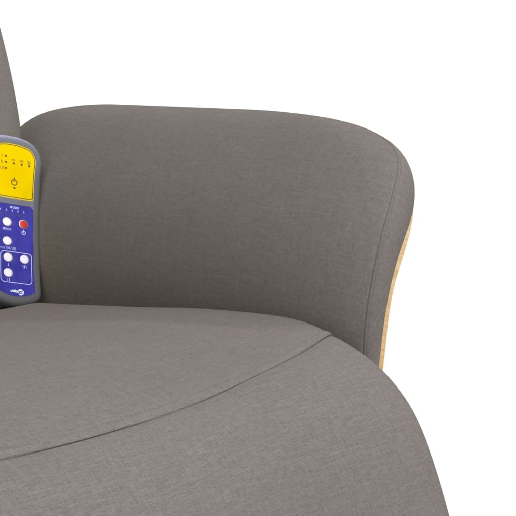 Fauteuil de massage avec repose-pieds en tissu taupe