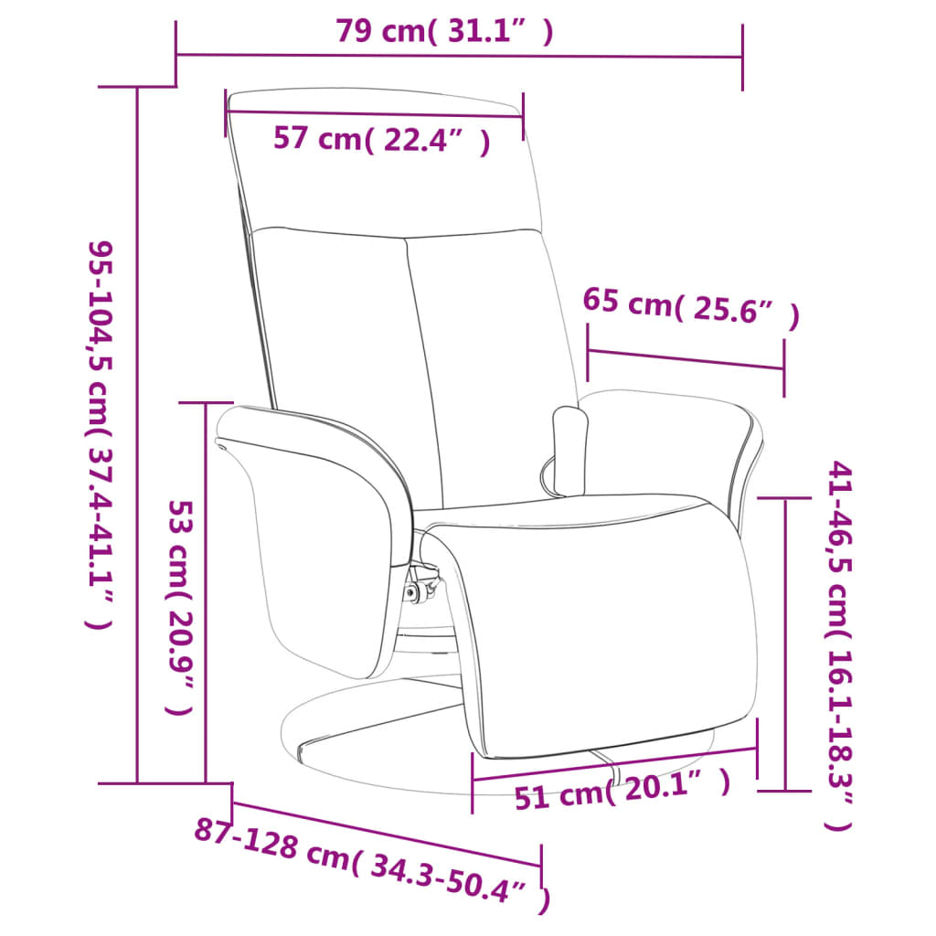Fauteuil de massage avec repose-pieds en tissu taupe