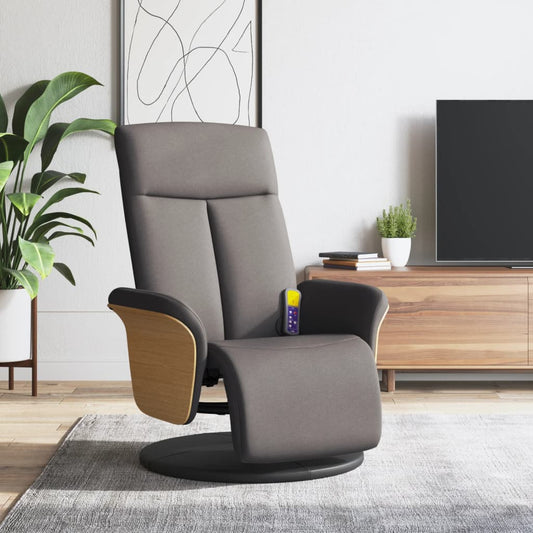 Fauteuil de massage avec repose-pieds en tissu taupe