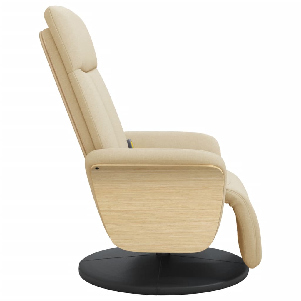 Fauteuil de massage avec repose-pieds en tissu crème
