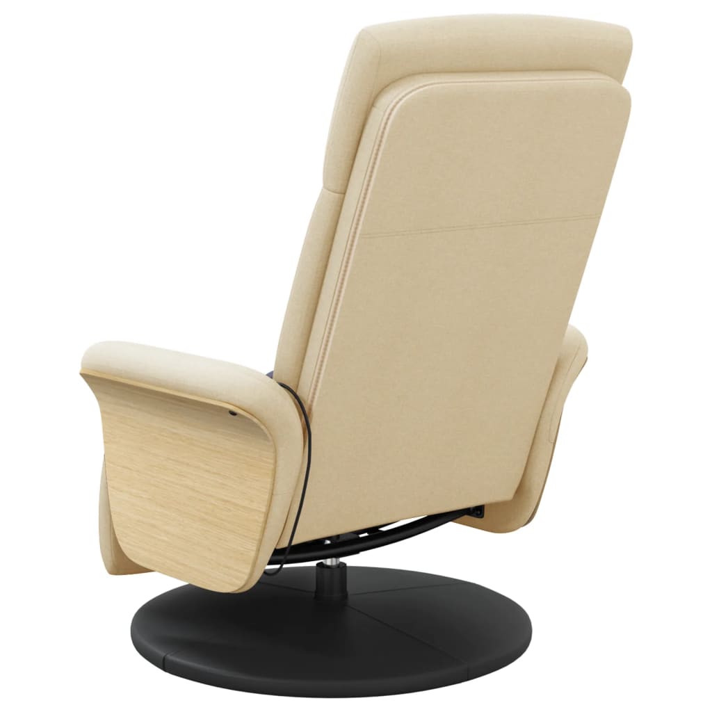Fauteuil de massage avec repose-pieds en tissu crème