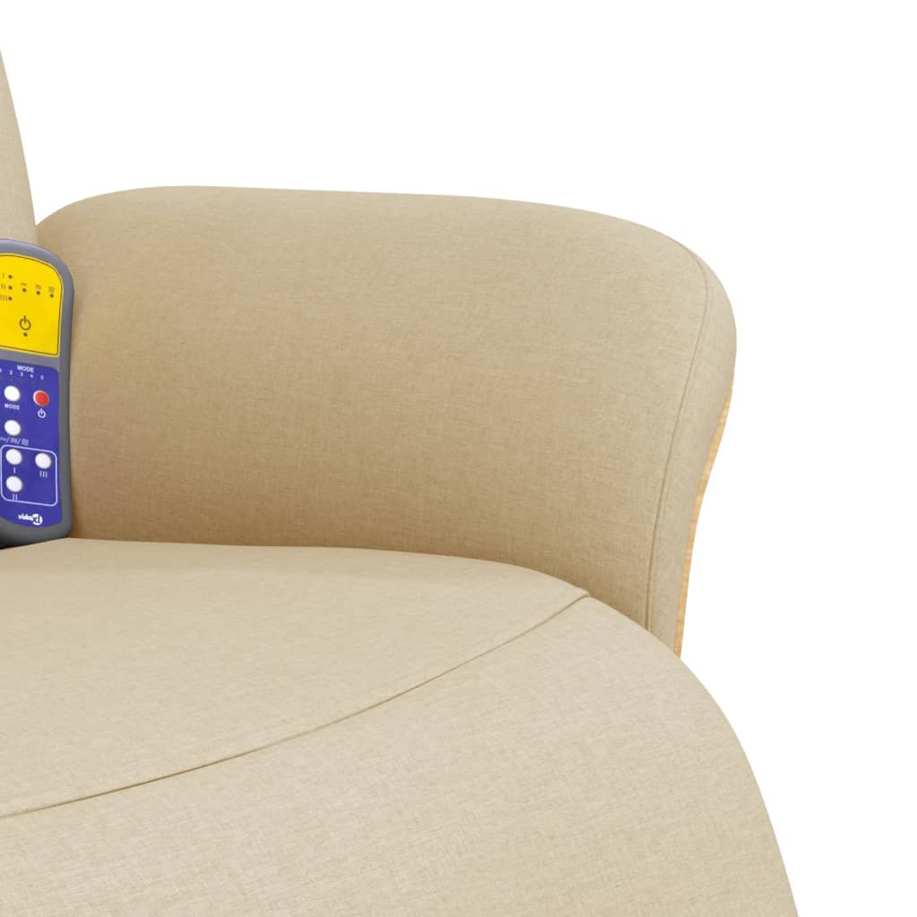Fauteuil de massage avec repose-pieds en tissu crème