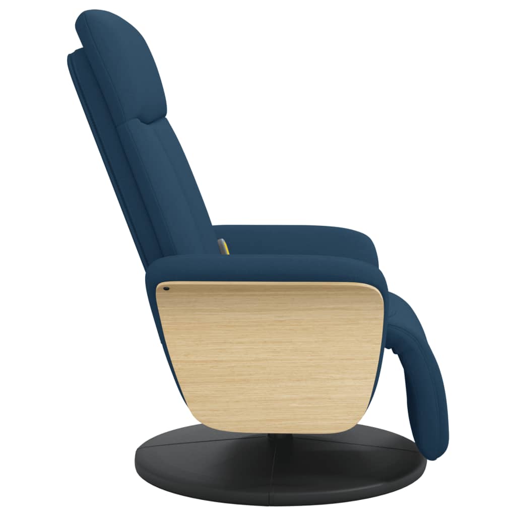 Fauteuil de massage avec repose-pieds en tissu bleu