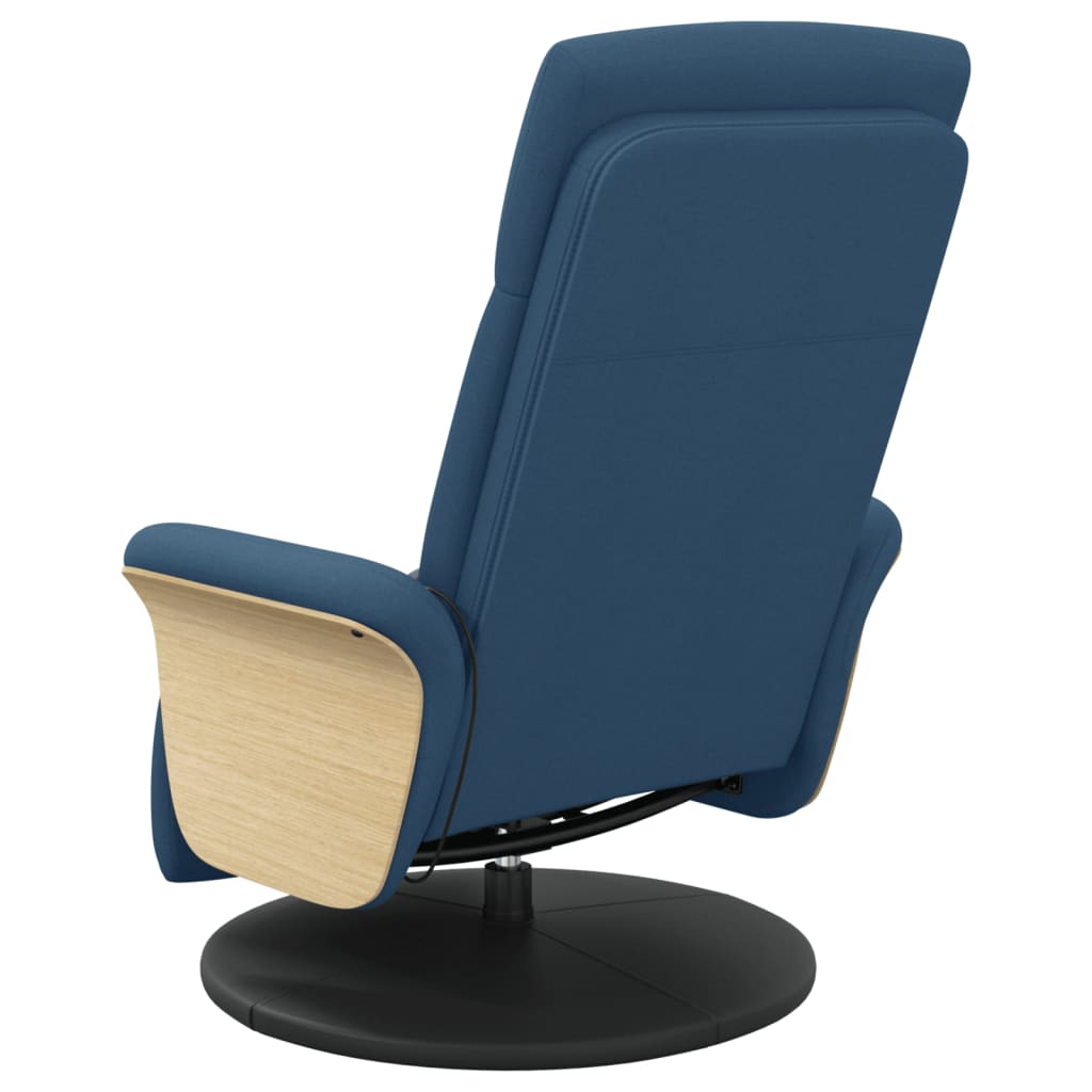 Fauteuil de massage avec repose-pieds en tissu bleu