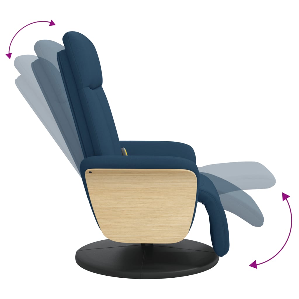 Fauteuil de massage avec repose-pieds en tissu bleu