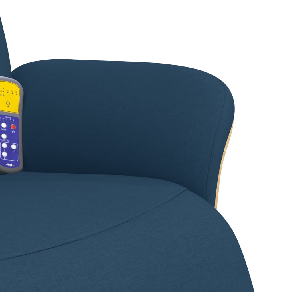 Fauteuil de massage avec repose-pieds en tissu bleu