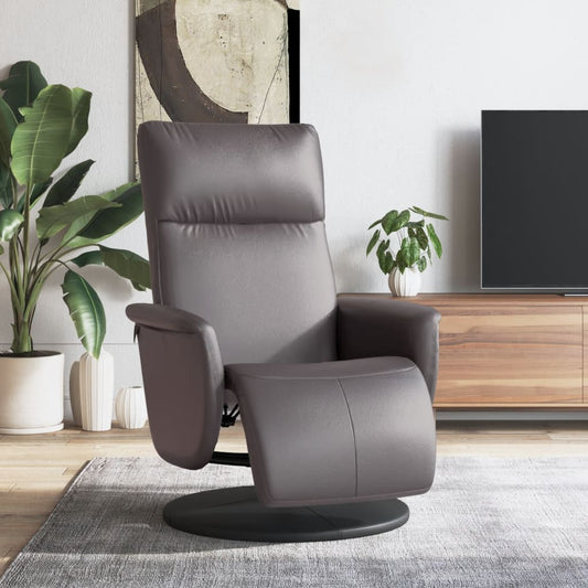Fauteuil relax avec repose-pieds en similicuir gris
