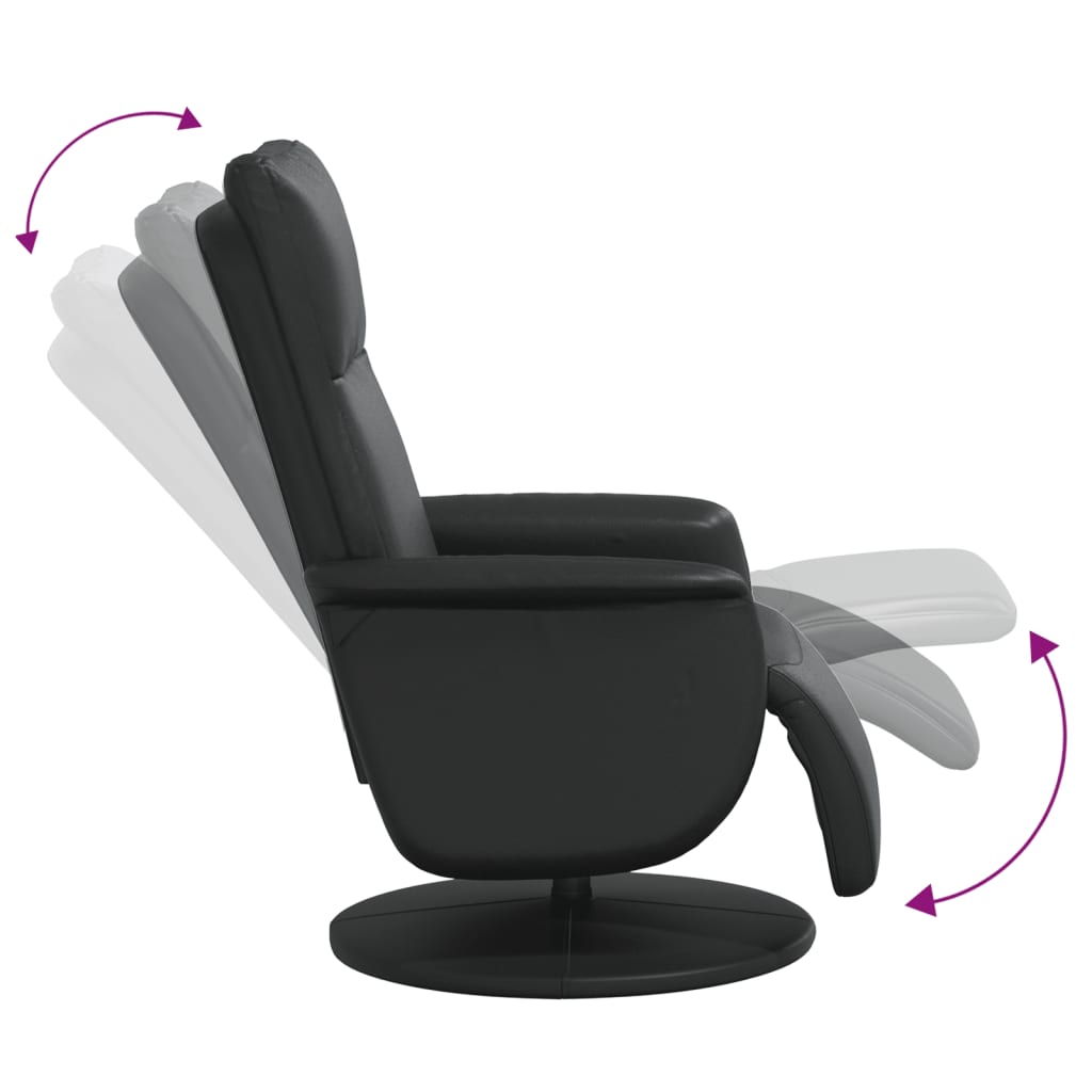 Fauteuil de relaxation avec repose-pieds simili cuir noir