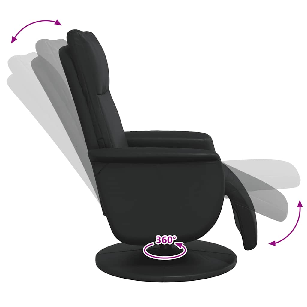Fauteuil de relaxation avec repose-pieds simili cuir noir