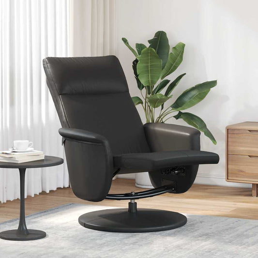 Fauteuil de relaxation avec repose-pieds simili cuir noir