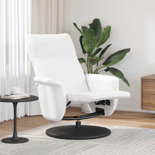 Fauteuil relax avec repose-pieds en simili cuir blanc