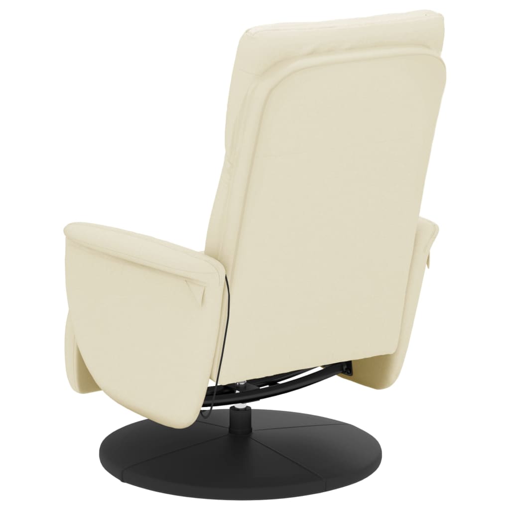 Fauteuil de massage avec repose-pieds en cuir artificiel crème
