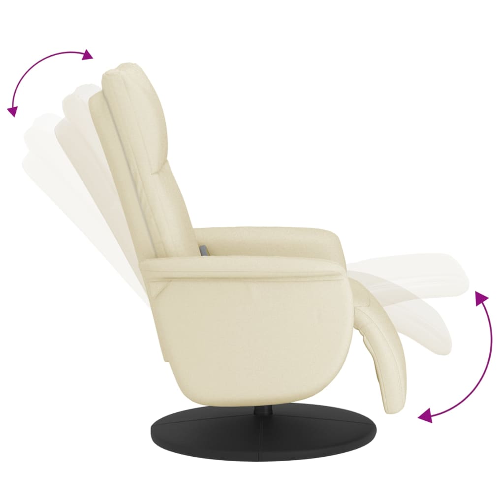 Fauteuil de massage avec repose-pieds en cuir artificiel crème