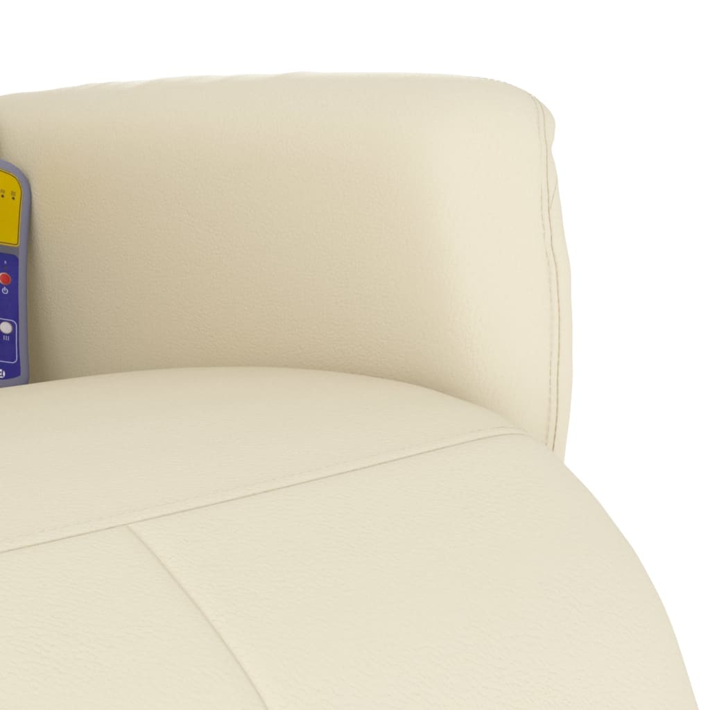 Fauteuil de massage avec repose-pieds en cuir artificiel crème
