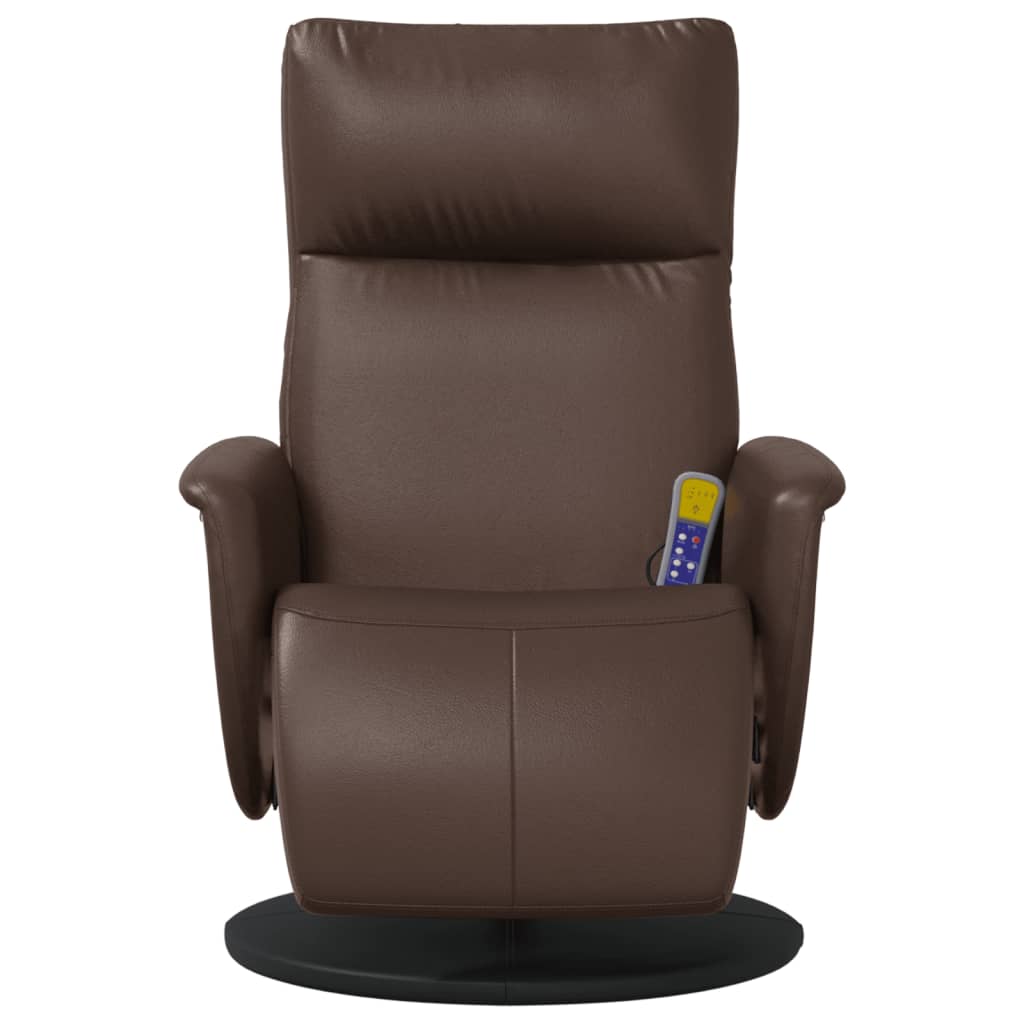 Fauteuil de massage avec repose-pieds simili cuir marron