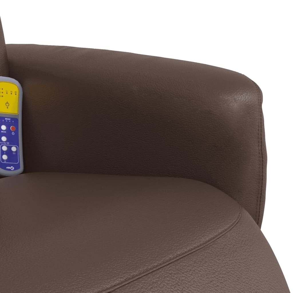 Fauteuil de massage avec repose-pieds simili cuir marron