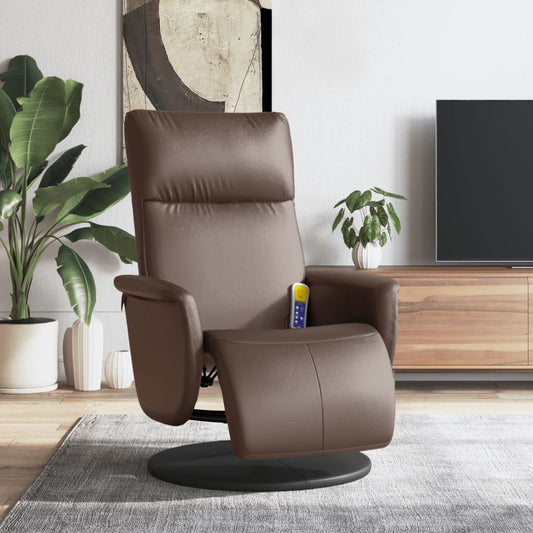 Fauteuil de massage avec repose-pieds simili cuir marron