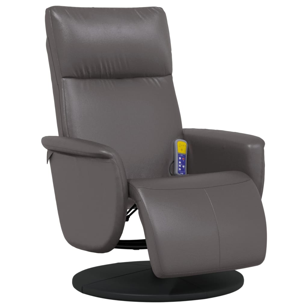 Fauteuil de massage avec repose-pieds simili cuir gris