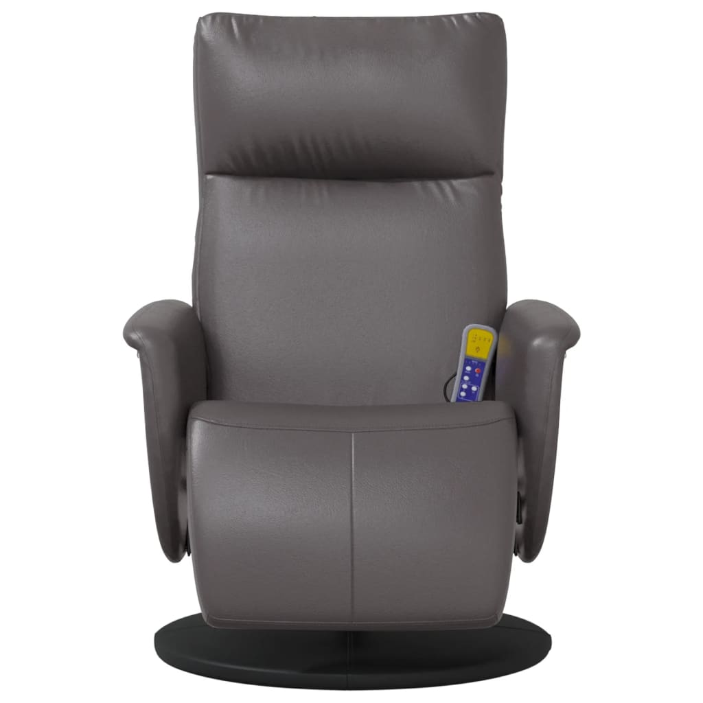 Fauteuil de massage avec repose-pieds simili cuir gris