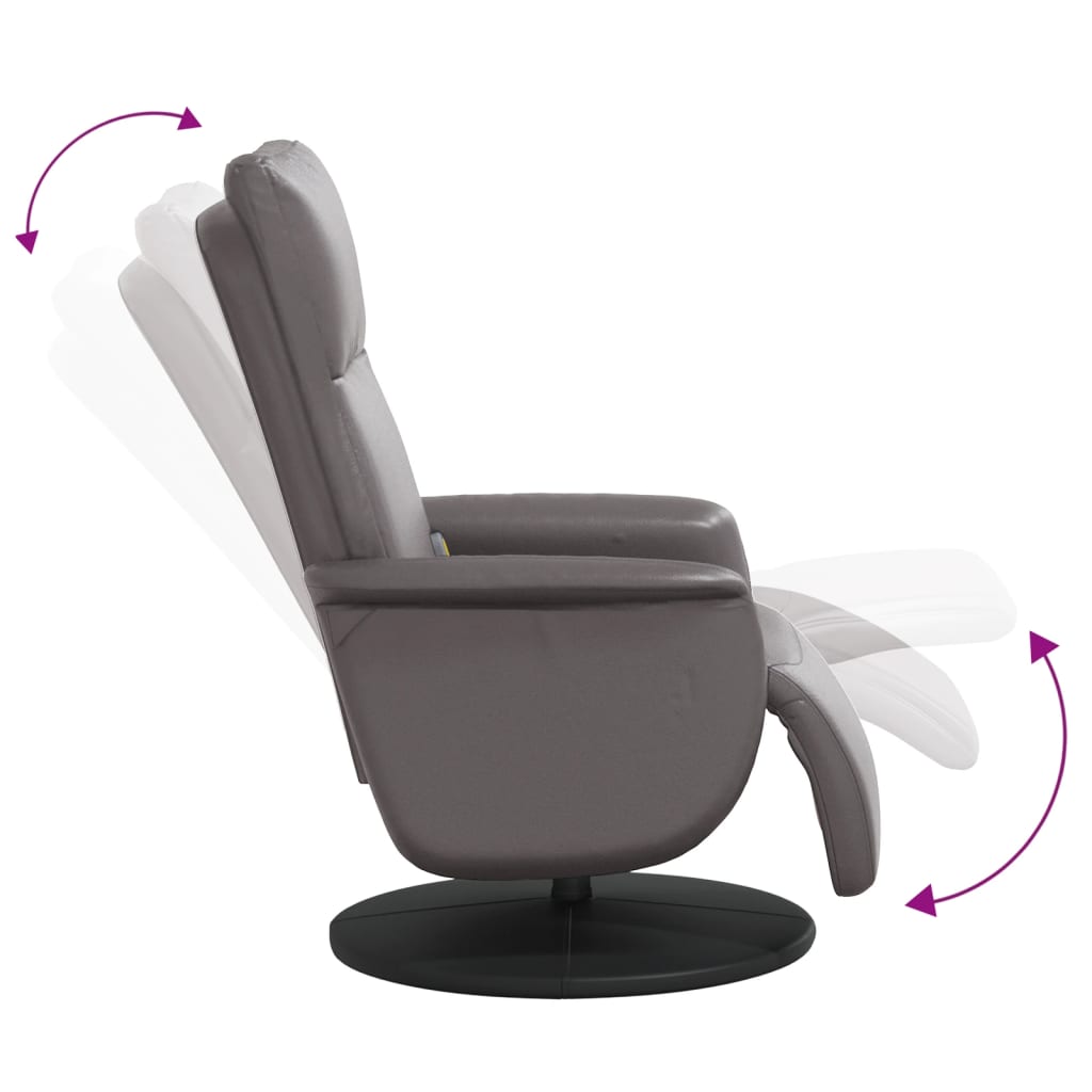 Fauteuil de massage avec repose-pieds simili cuir gris