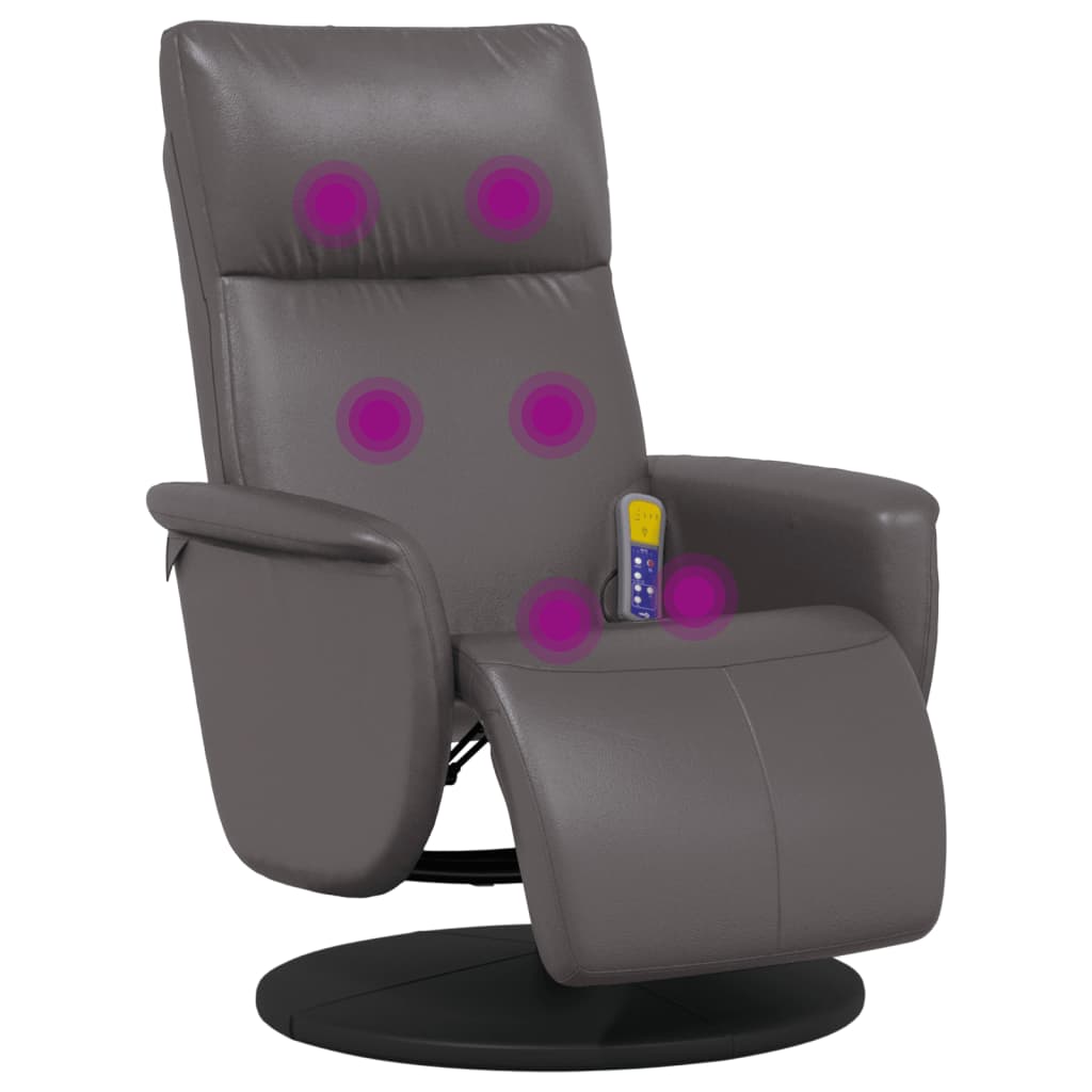 Fauteuil de massage avec repose-pieds simili cuir gris