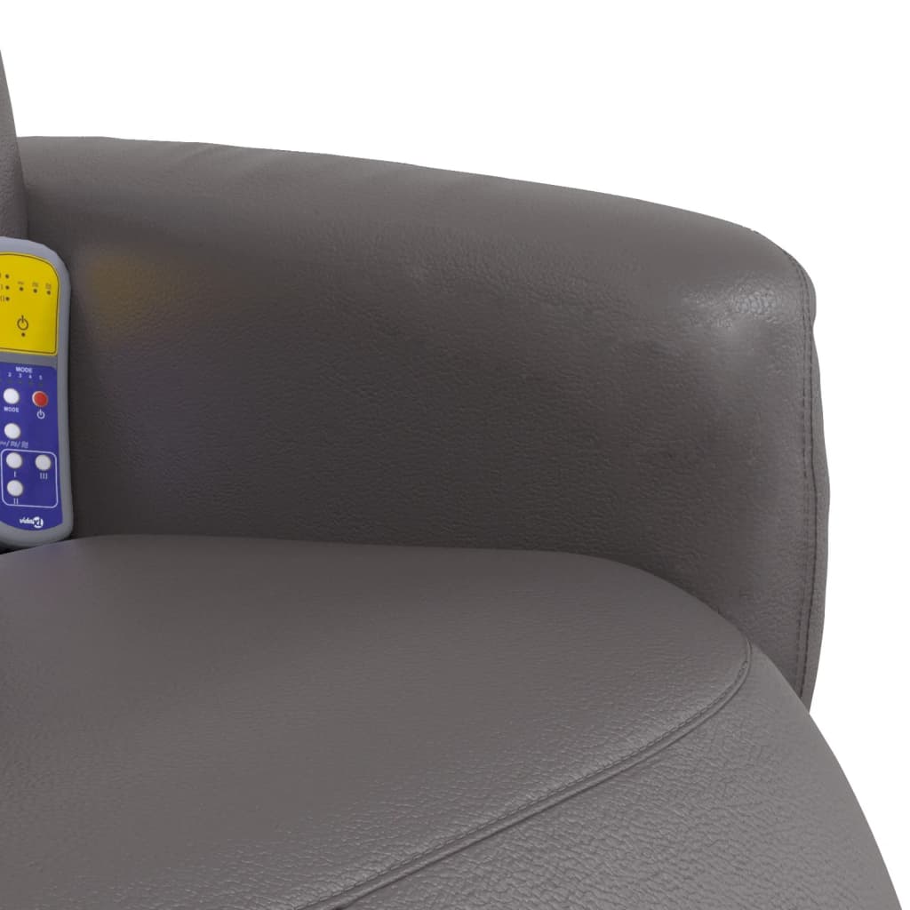 Fauteuil de massage avec repose-pieds simili cuir gris