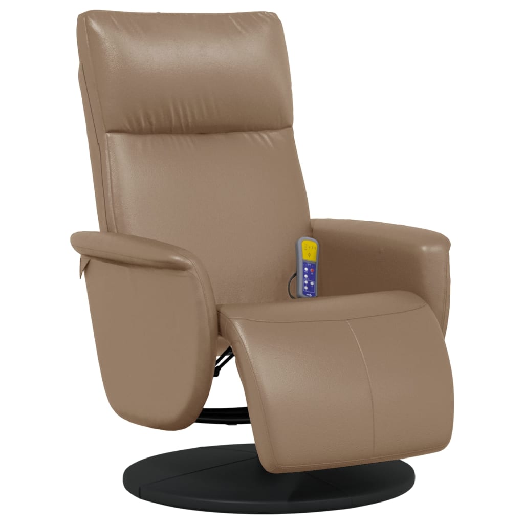 Fauteuil de massage avec repose-pieds simili cuir marron cappuccino