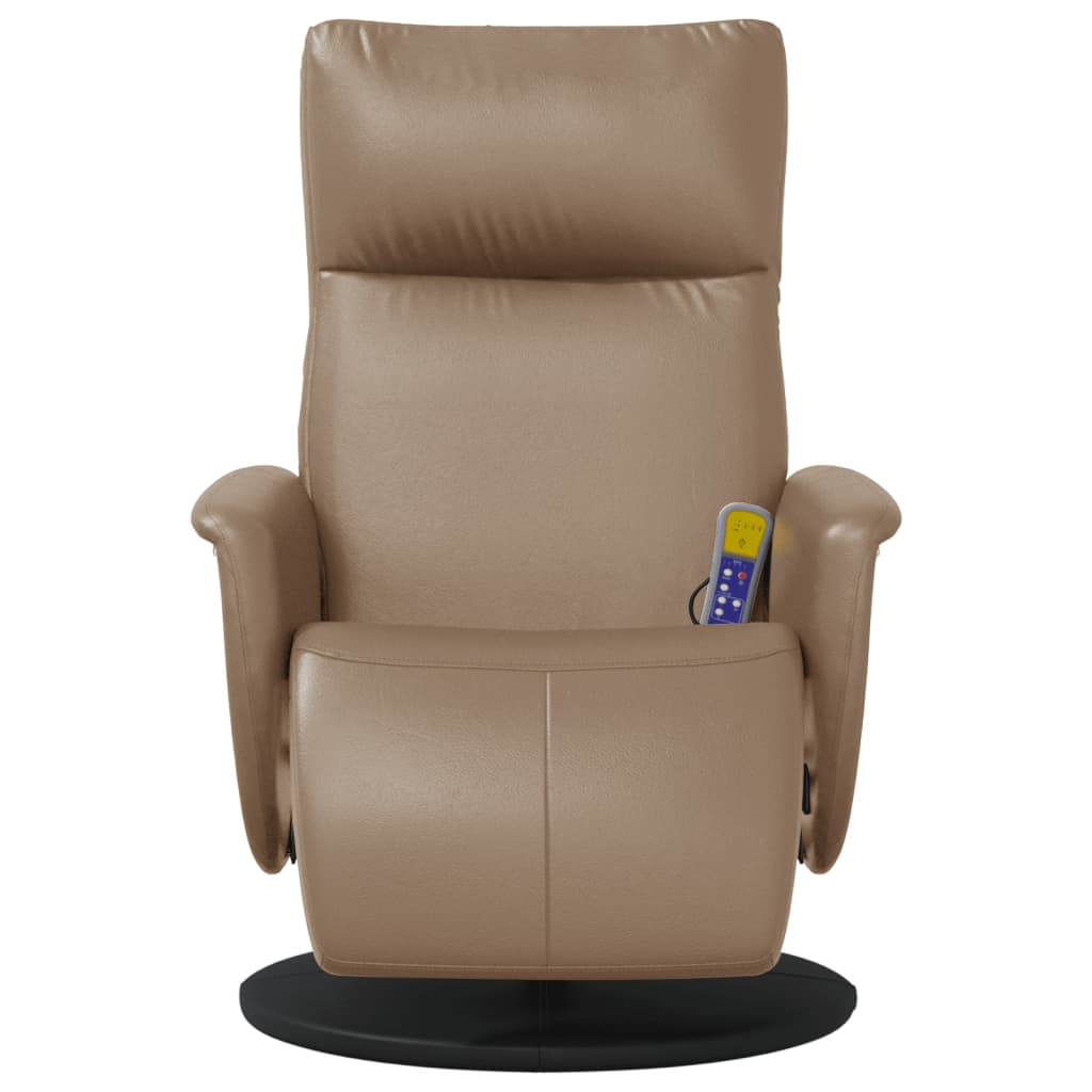 Fauteuil de massage avec repose-pieds simili cuir marron cappuccino