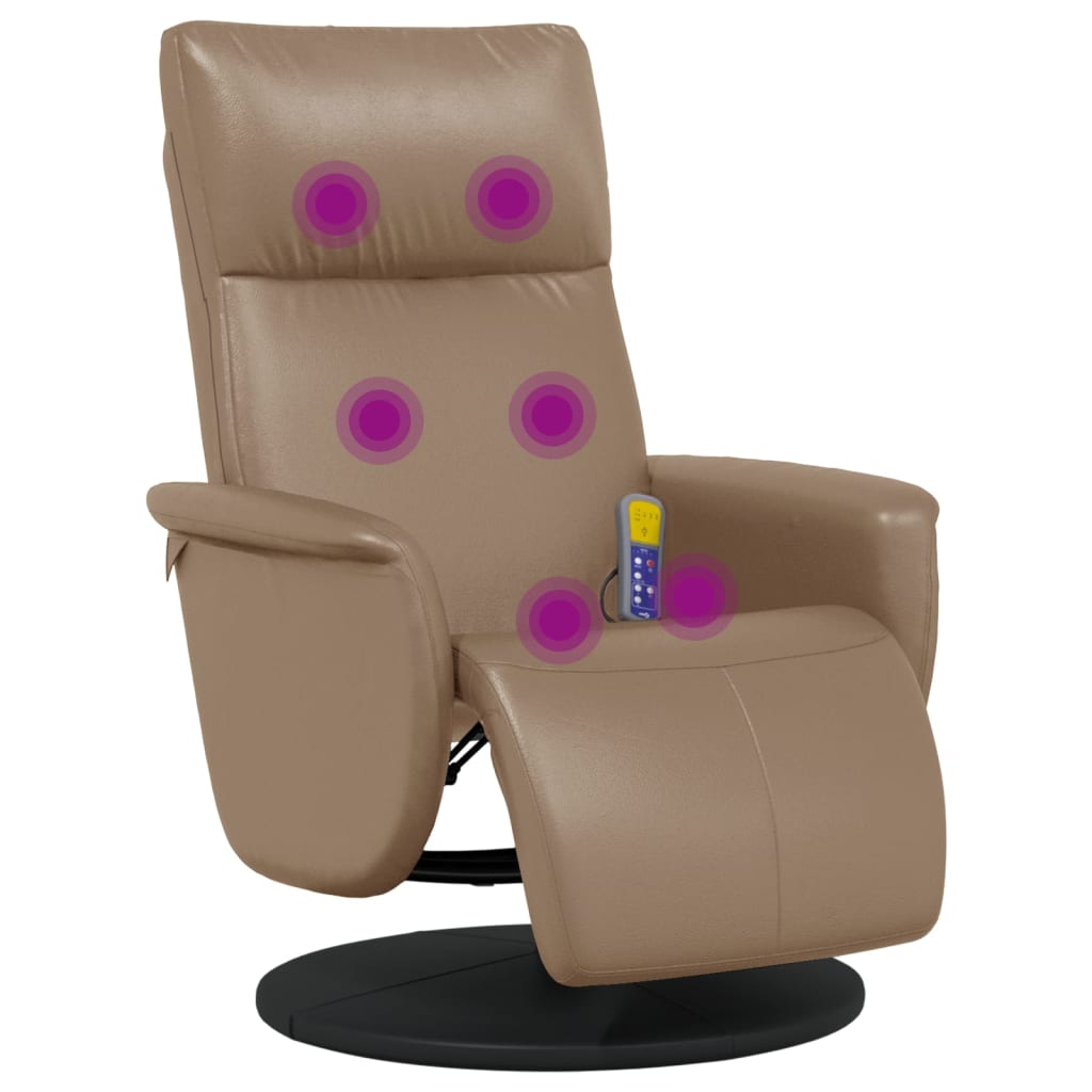 Fauteuil de massage avec repose-pieds simili cuir marron cappuccino