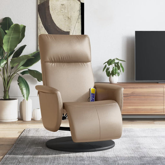 Fauteuil de massage avec repose-pieds simili cuir marron cappuccino