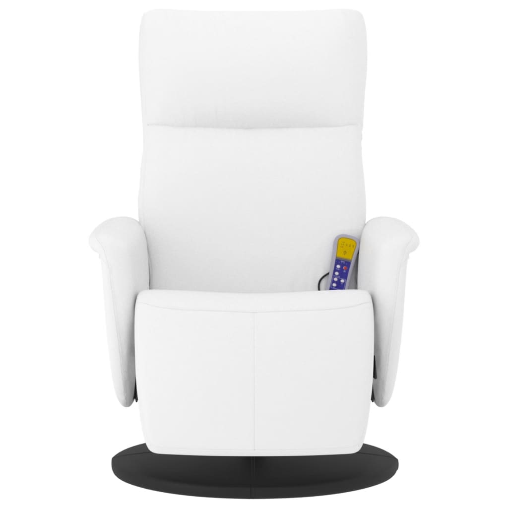 Fauteuil de massage avec repose-pieds en simili cuir blanc