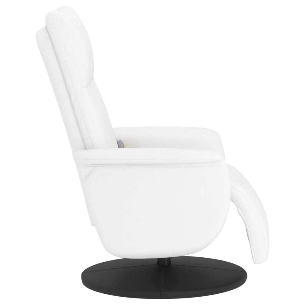 Fauteuil de massage avec repose-pieds en simili cuir blanc