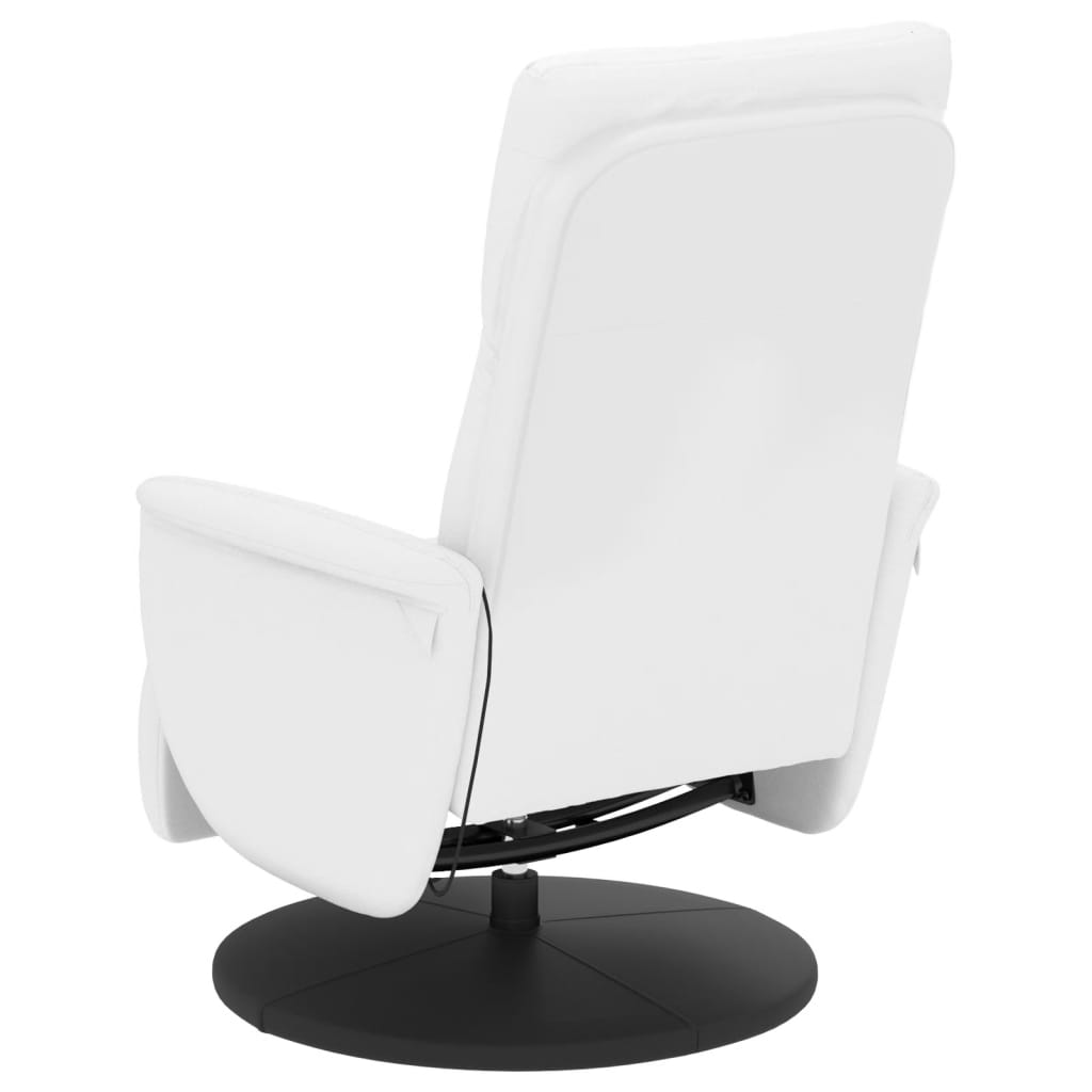 Fauteuil de massage avec repose-pieds en simili cuir blanc