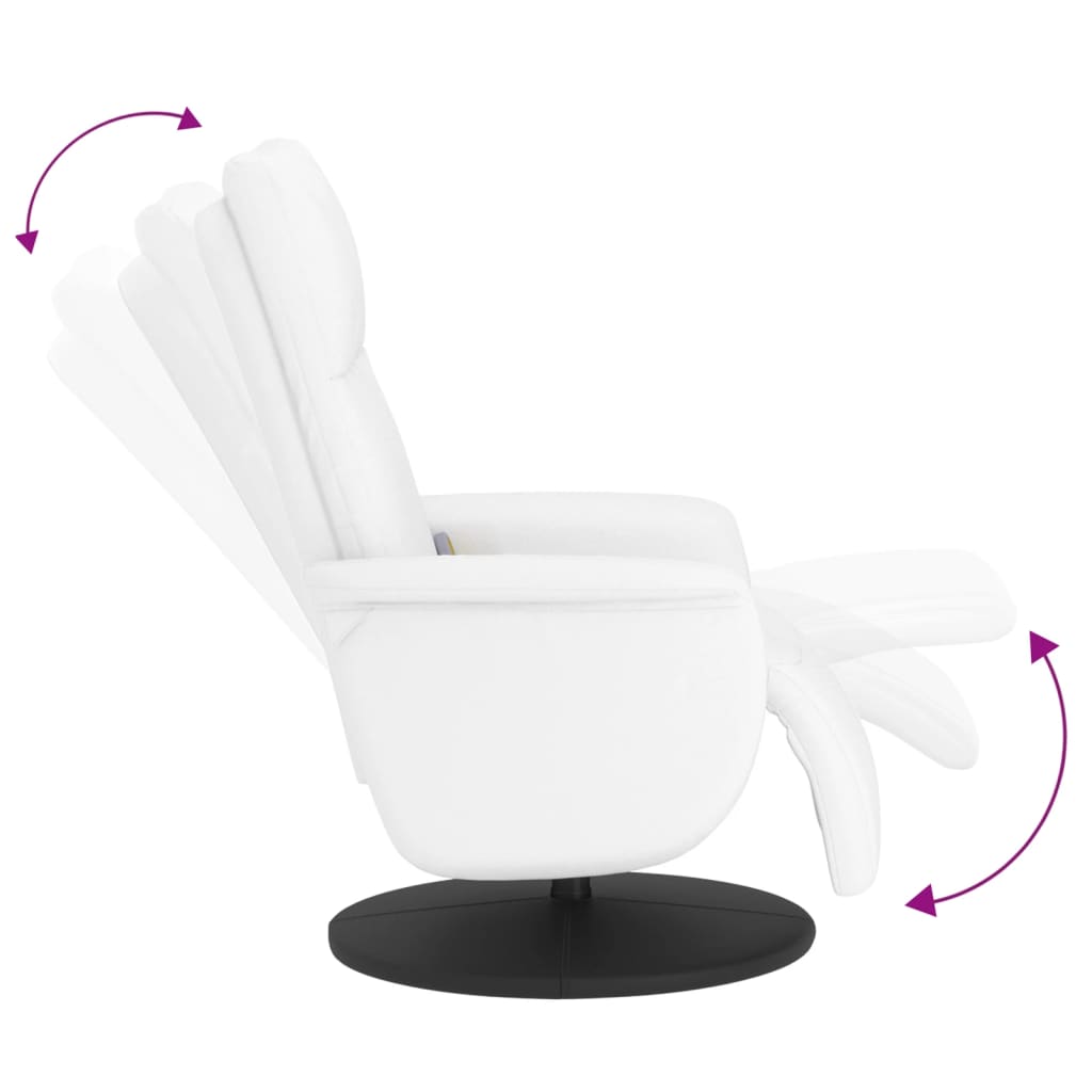 Fauteuil de massage avec repose-pieds en simili cuir blanc