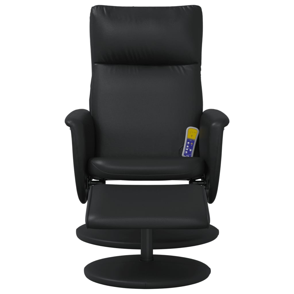 Fauteuil de massage avec repose-pieds simili cuir noir