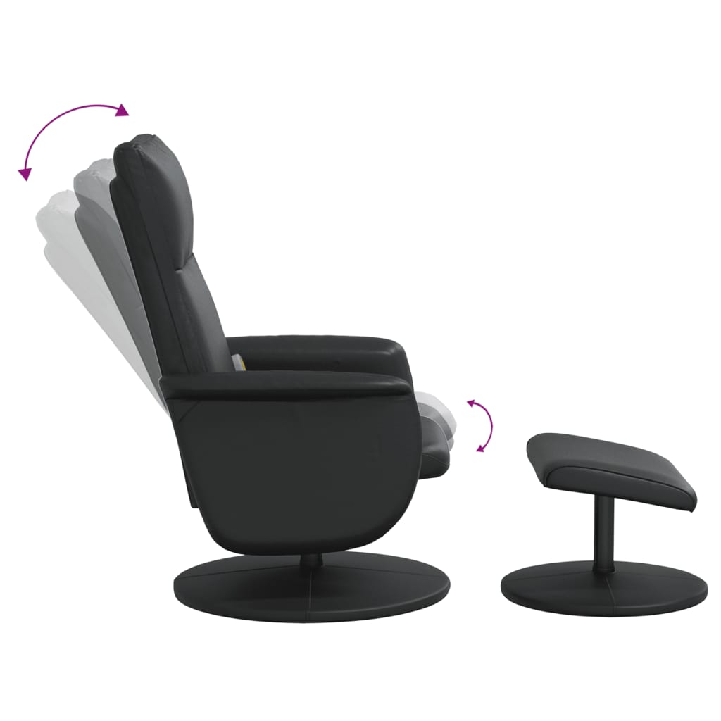 Fauteuil de massage avec repose-pieds simili cuir noir