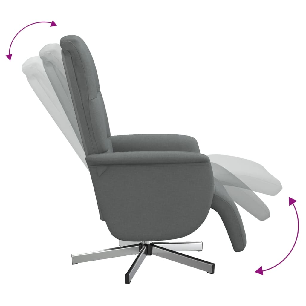 Fauteuil de relaxation avec pied de lit en tissu gris foncé
