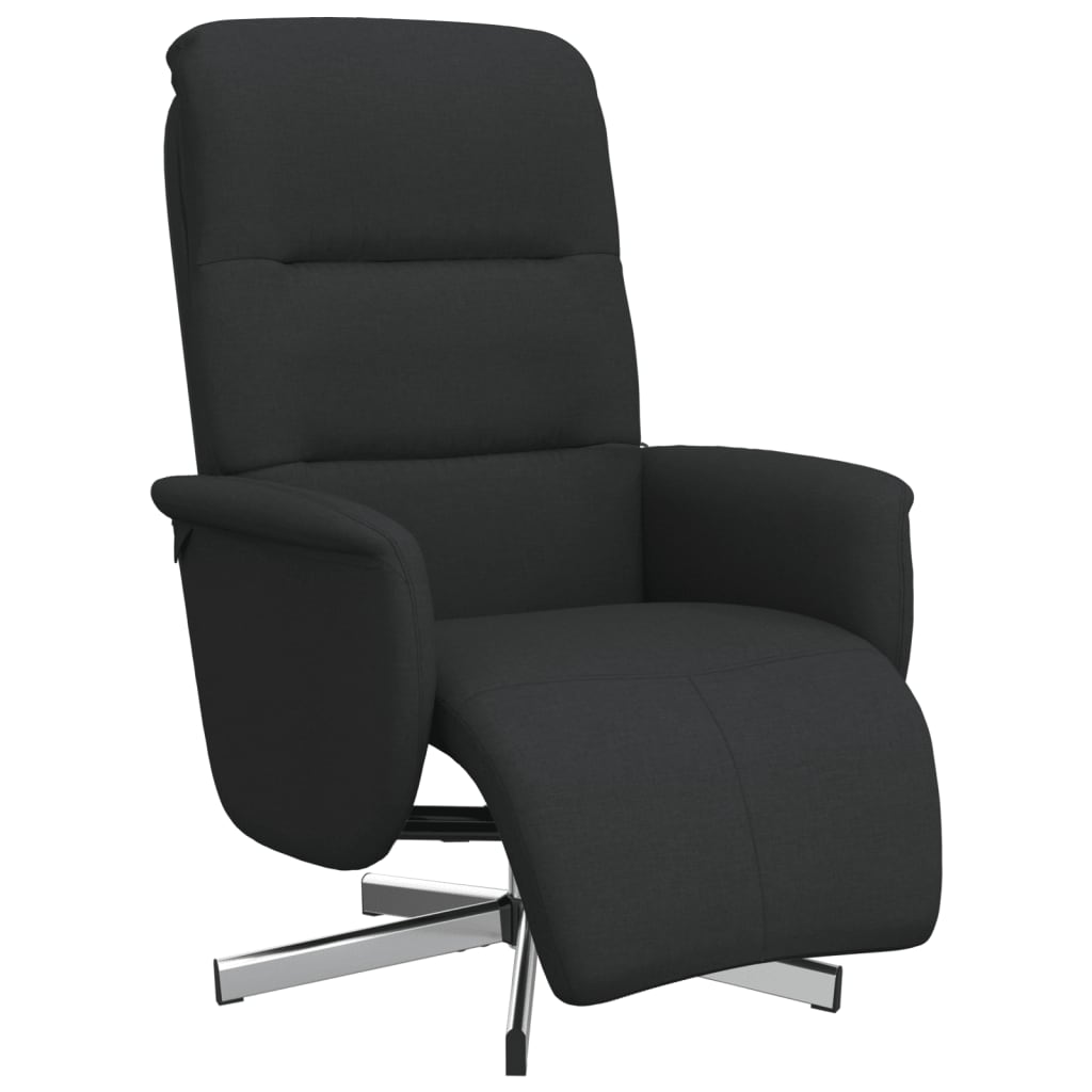 Fauteuil relax avec repose-pieds en tissu noir