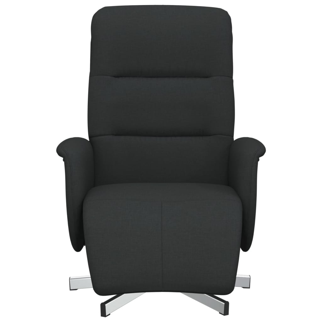 Fauteuil relax avec repose-pieds en tissu noir
