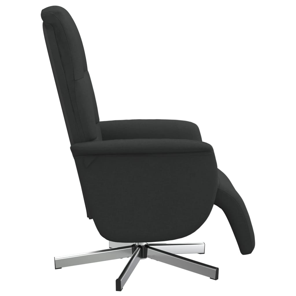 Fauteuil relax avec repose-pieds en tissu noir