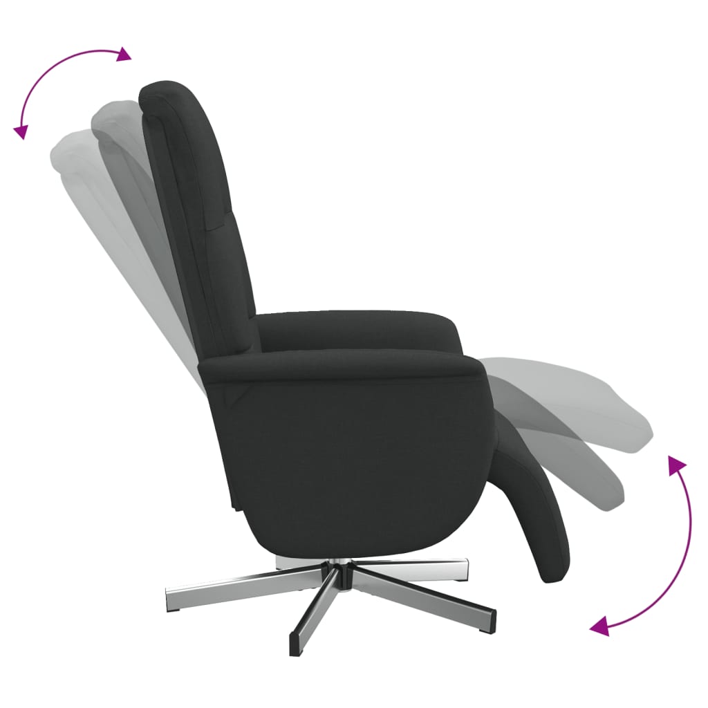 Fauteuil relax avec repose-pieds en tissu noir
