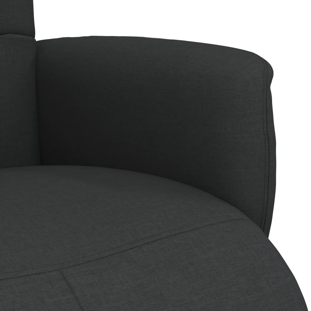 Fauteuil relax avec repose-pieds en tissu noir