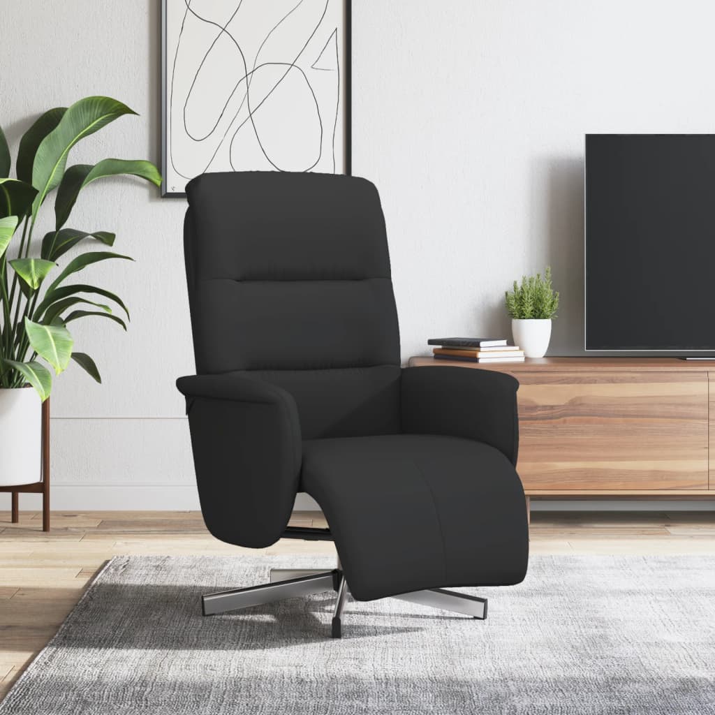 Fauteuil relax avec repose-pieds en tissu noir