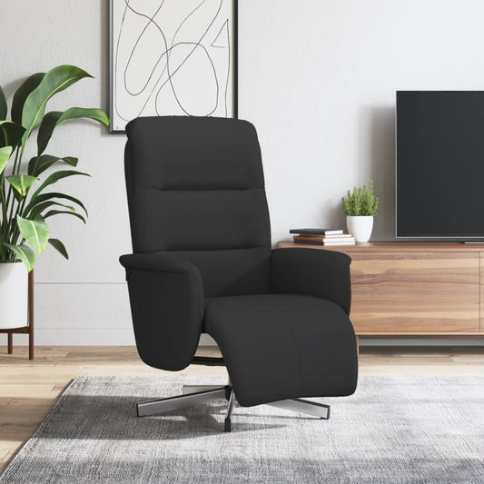 Fauteuil relax avec repose-pieds en tissu noir