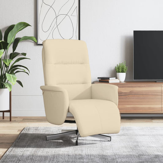 Fauteuil relax avec repose-pieds en tissu crème