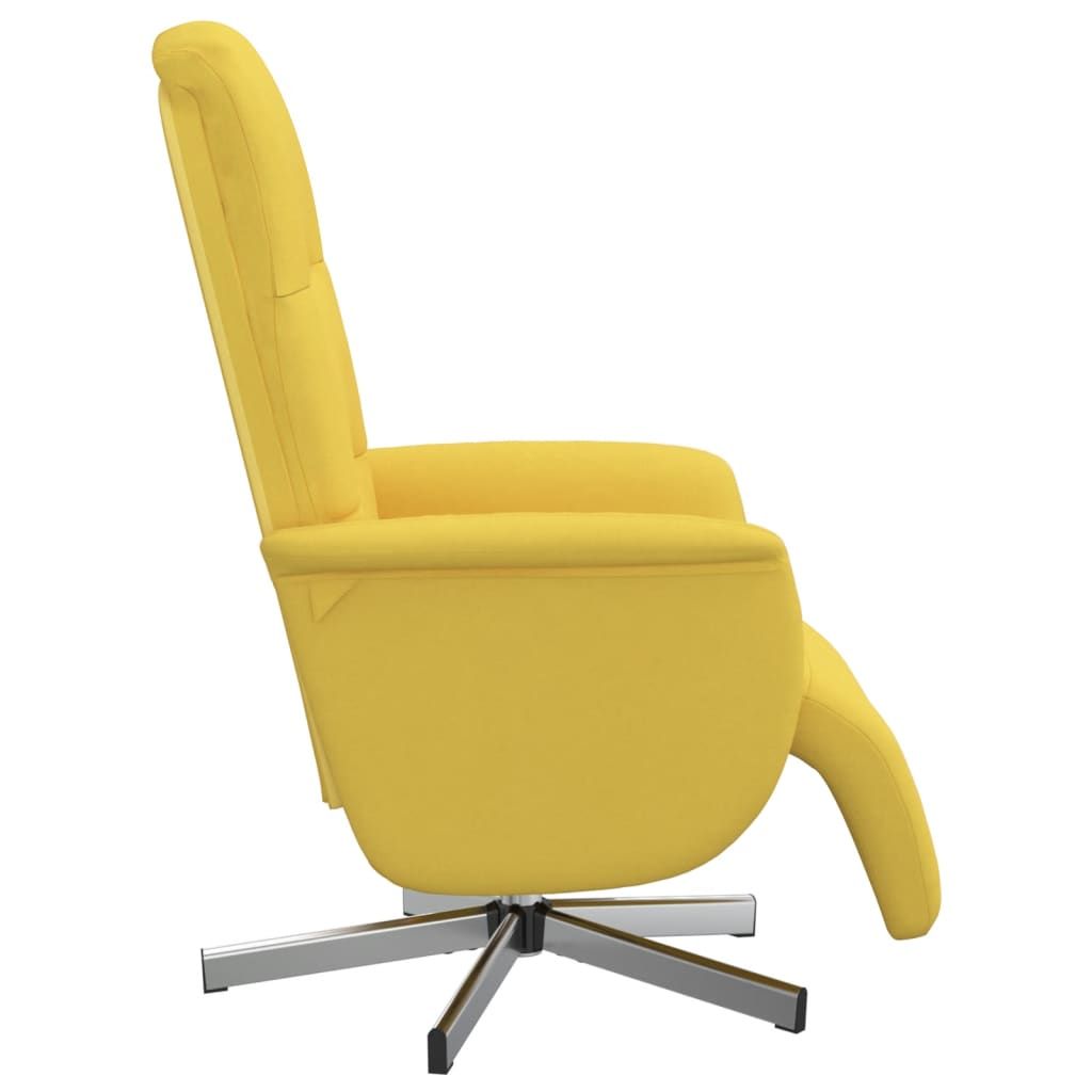 Fauteuil relax avec repose-pieds en tissu jaune clair